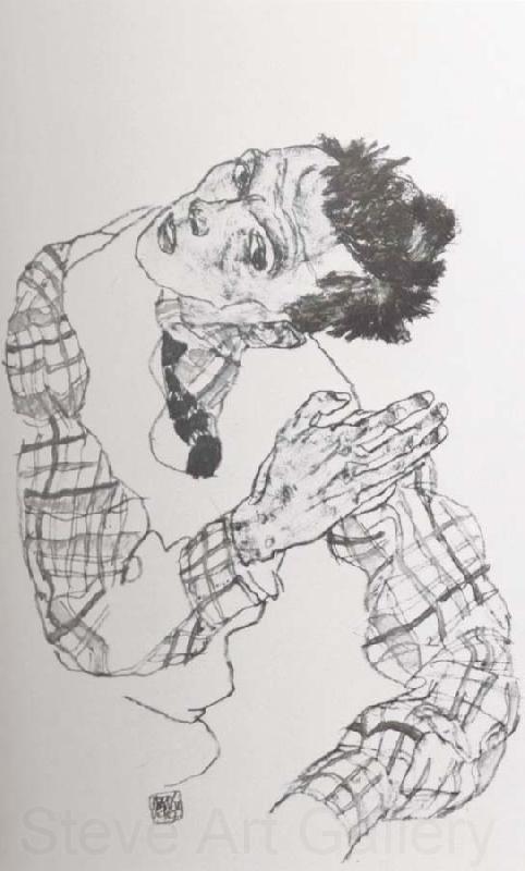 Egon Schiele Self Portrait with Checkered shirt Germany oil painting art